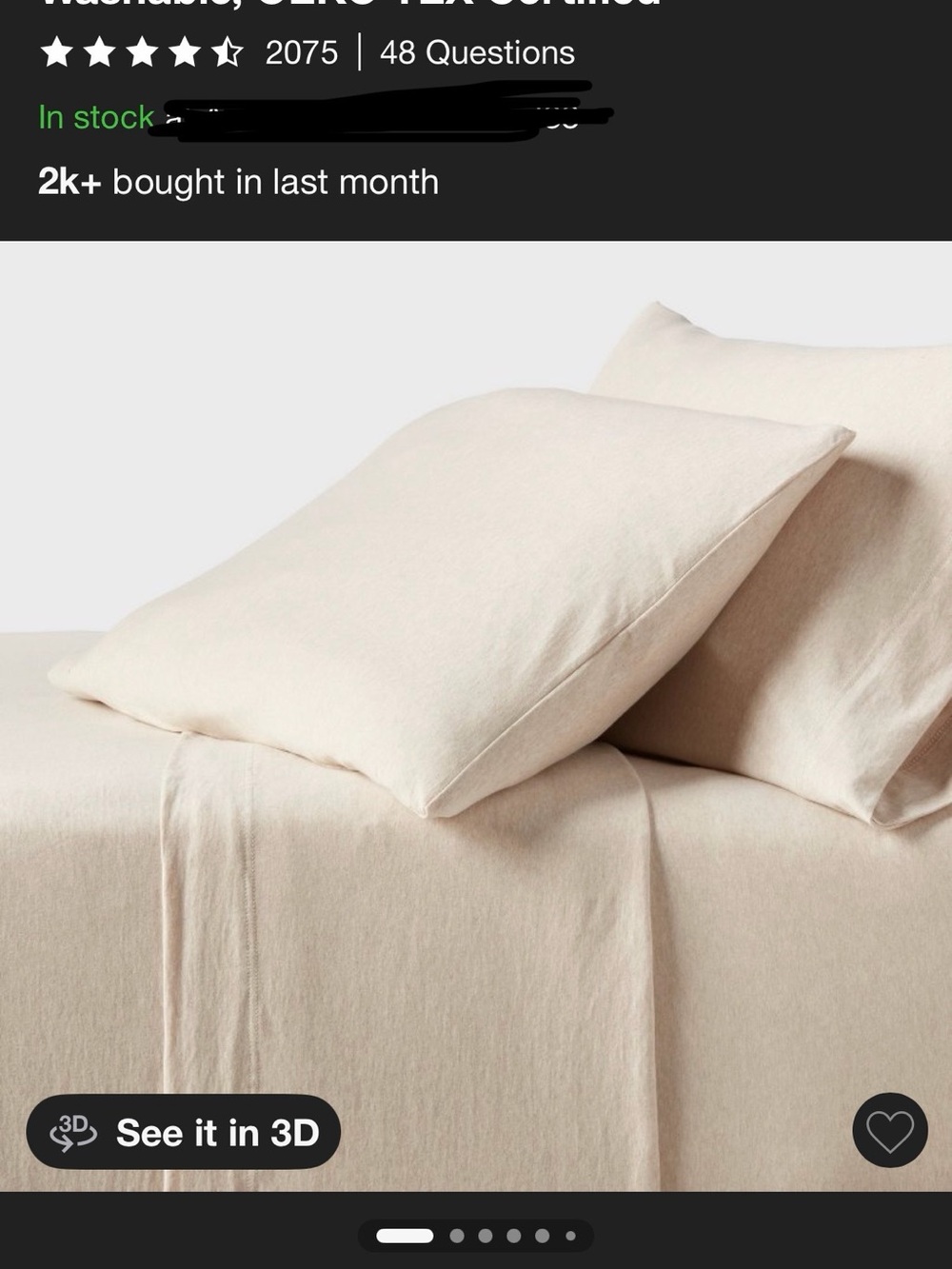 Threshold Cream Cotton-Blend Flat Sheet ONLY